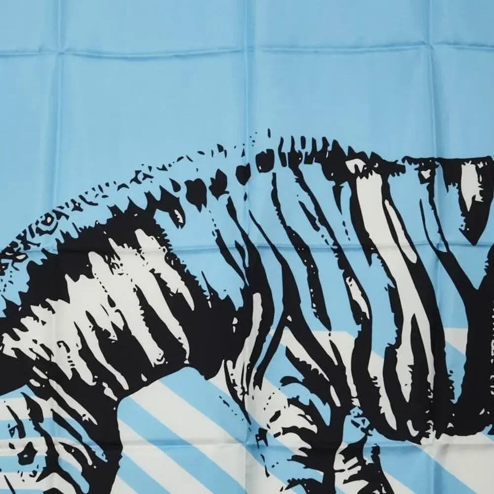 Dior Zebra Print Silk Scarf Light Blue
